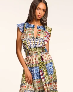 Angelika Silk Flutter Sleeve Midi Dress