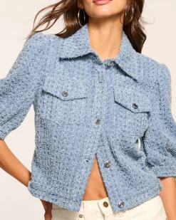 Ardith Textured Denim Short Sleeve Jacket