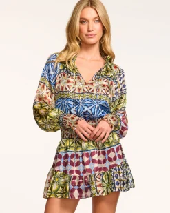 Ashalina Silk Long Sleeve Mini Dress