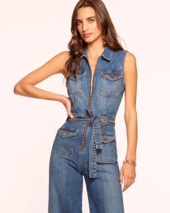Bell Cropped Denim Jumpsuit