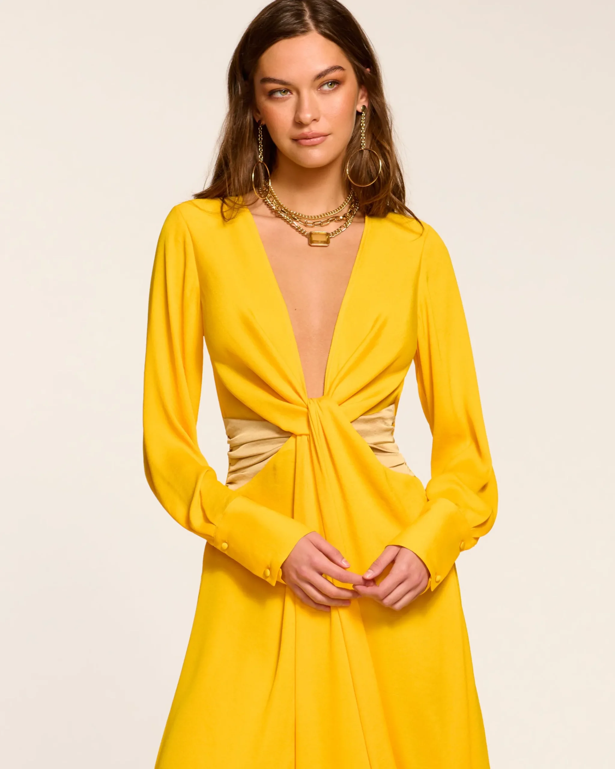 Colorblock Tatia Long Sleeve Midi Dress