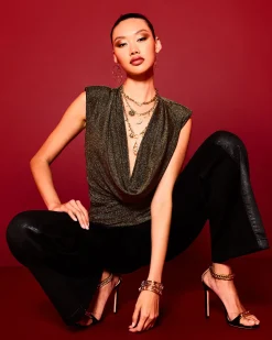 Consuela Sparkle Cowl Neck Top