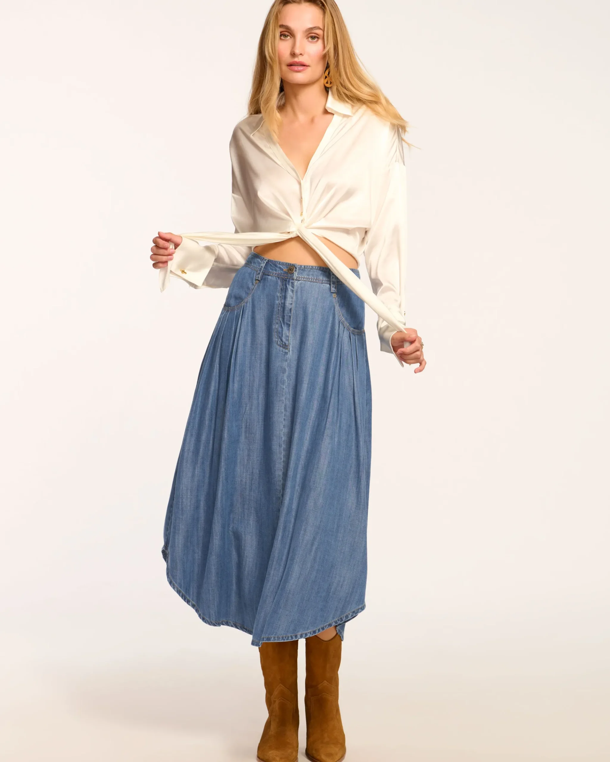 Dallas Chambray Midi Skirt