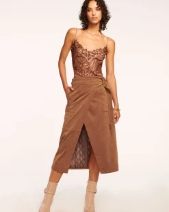 Delphia Faux Suede Midi Skirt