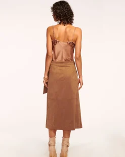 Delphia Faux Suede Midi Skirt