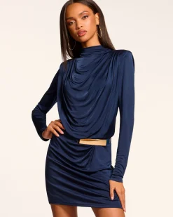 Dorina Draped Jersey Belted Dress