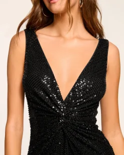 Eli Beaded V-Neck Midi Dress