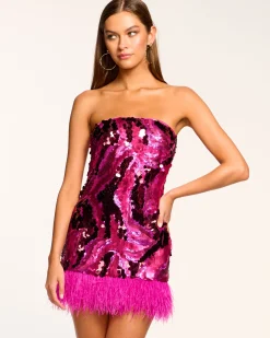 Elsie Sequin Feather Mini Dress