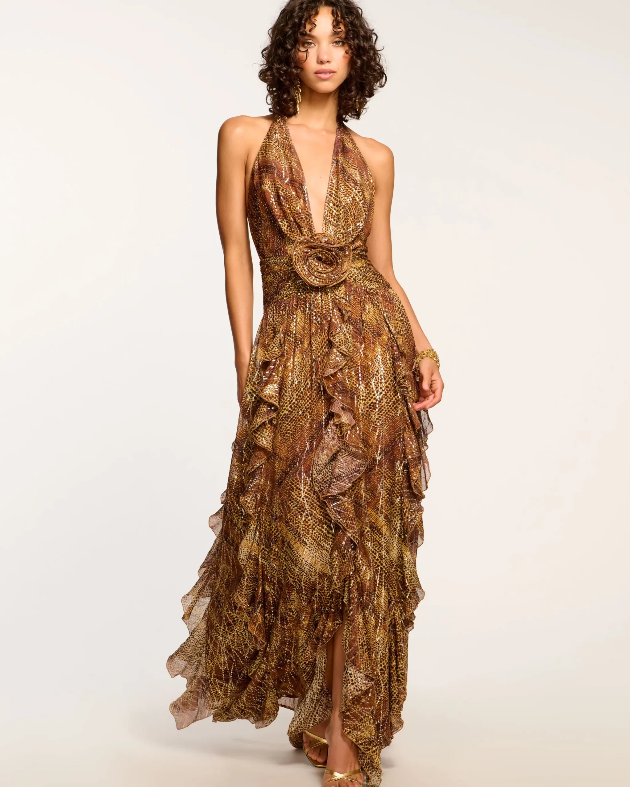 Emerance Plunging Halter Gown