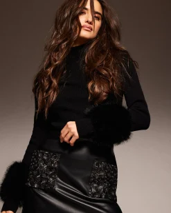 Emilian Embellished Faux Leather Mini Skirt