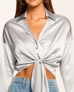 Farrah Silk Tie-Front Blouse