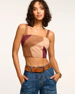 Finnley Patchwork Faux Suede Crop Top