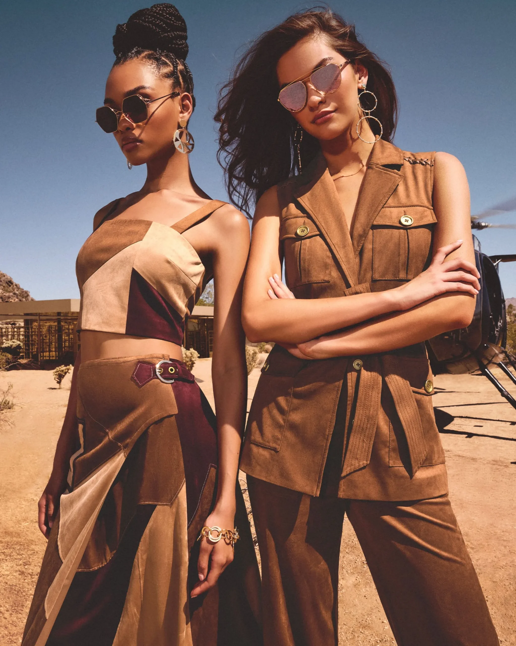 Finnley Patchwork Faux Suede Crop Top