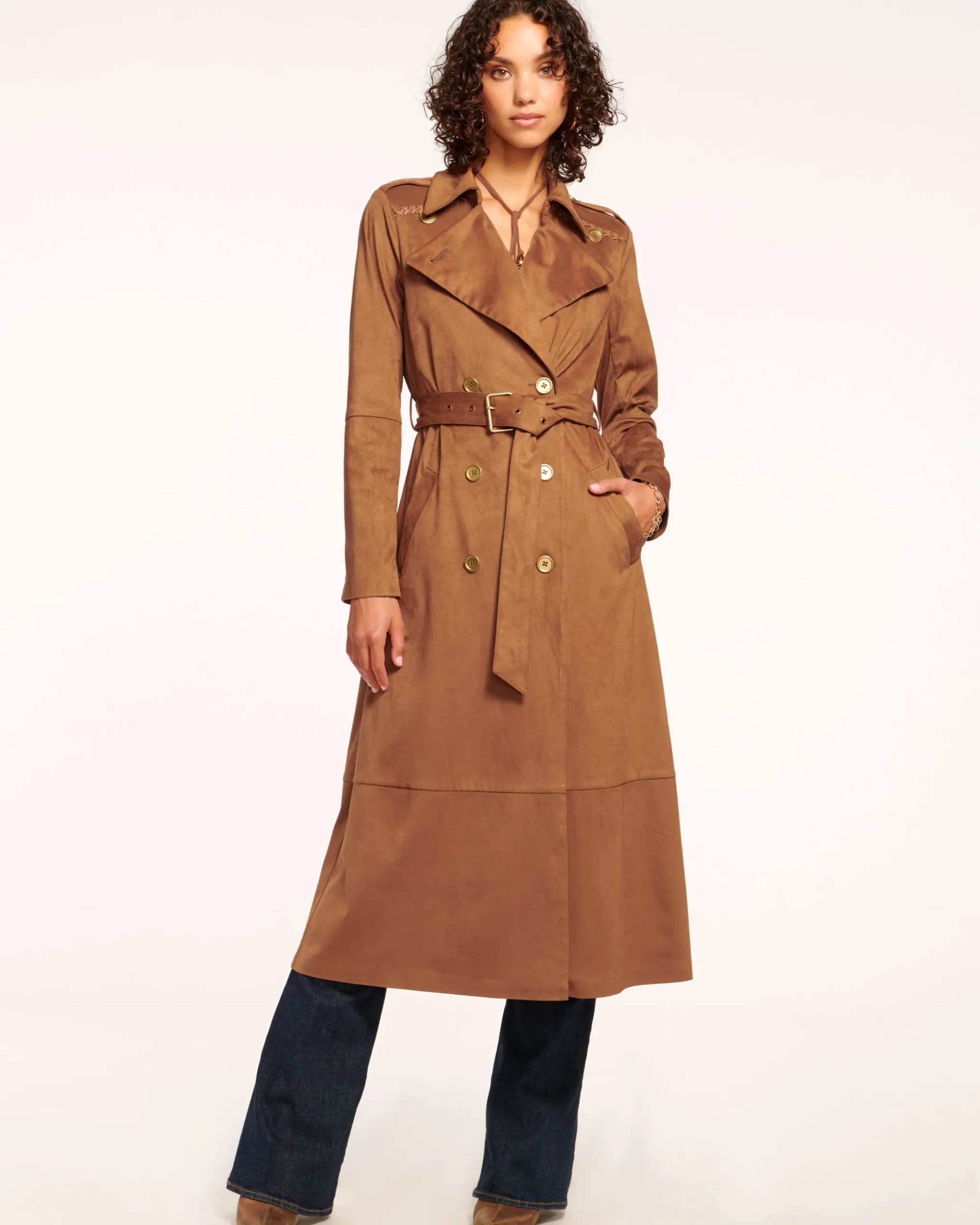 Hermione Faux Suede Trench Coat