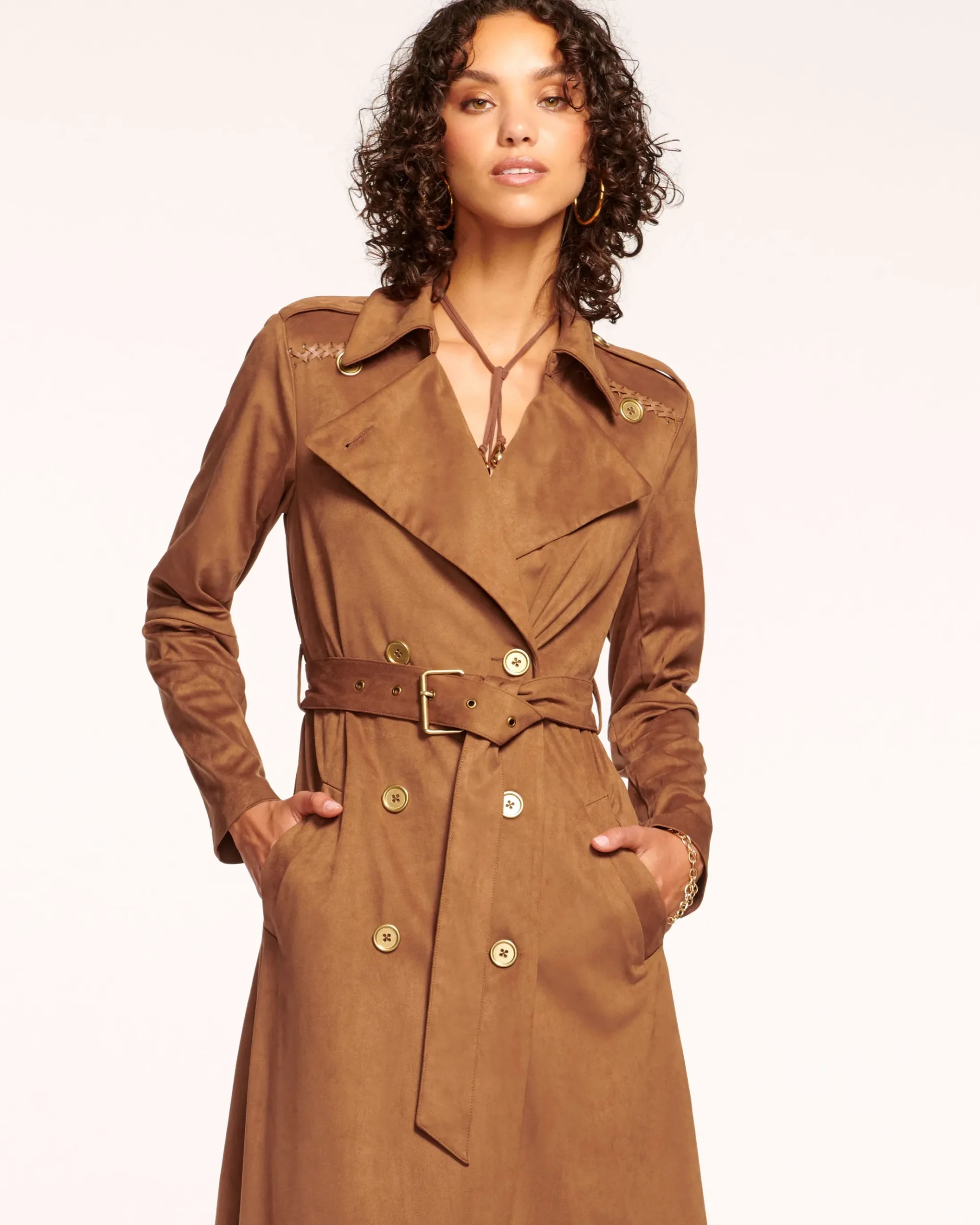 Hermione Faux Suede Trench Coat