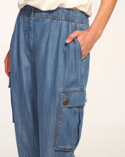 Huc Chambray Cropped Cargo Jogger