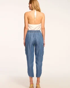 Huc Chambray Cropped Cargo Jogger