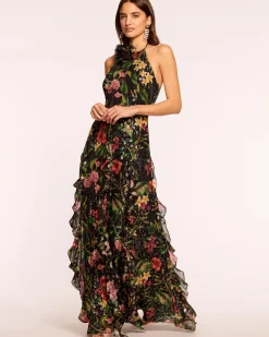Idella Ruffle Halter Gown