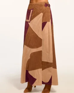 Jeannie Patchwork Faux Suede Skirt