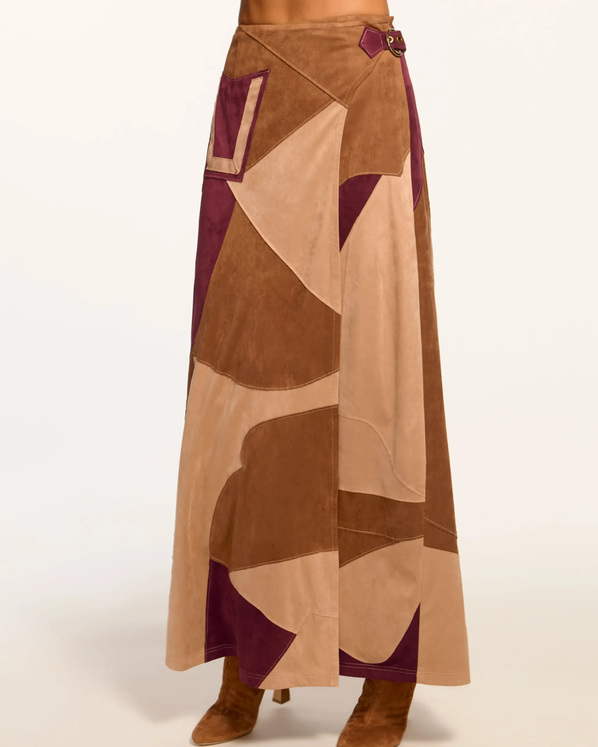 Jeannie Patchwork Faux Suede Skirt