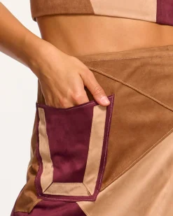 Jeannie Patchwork Faux Suede Skirt