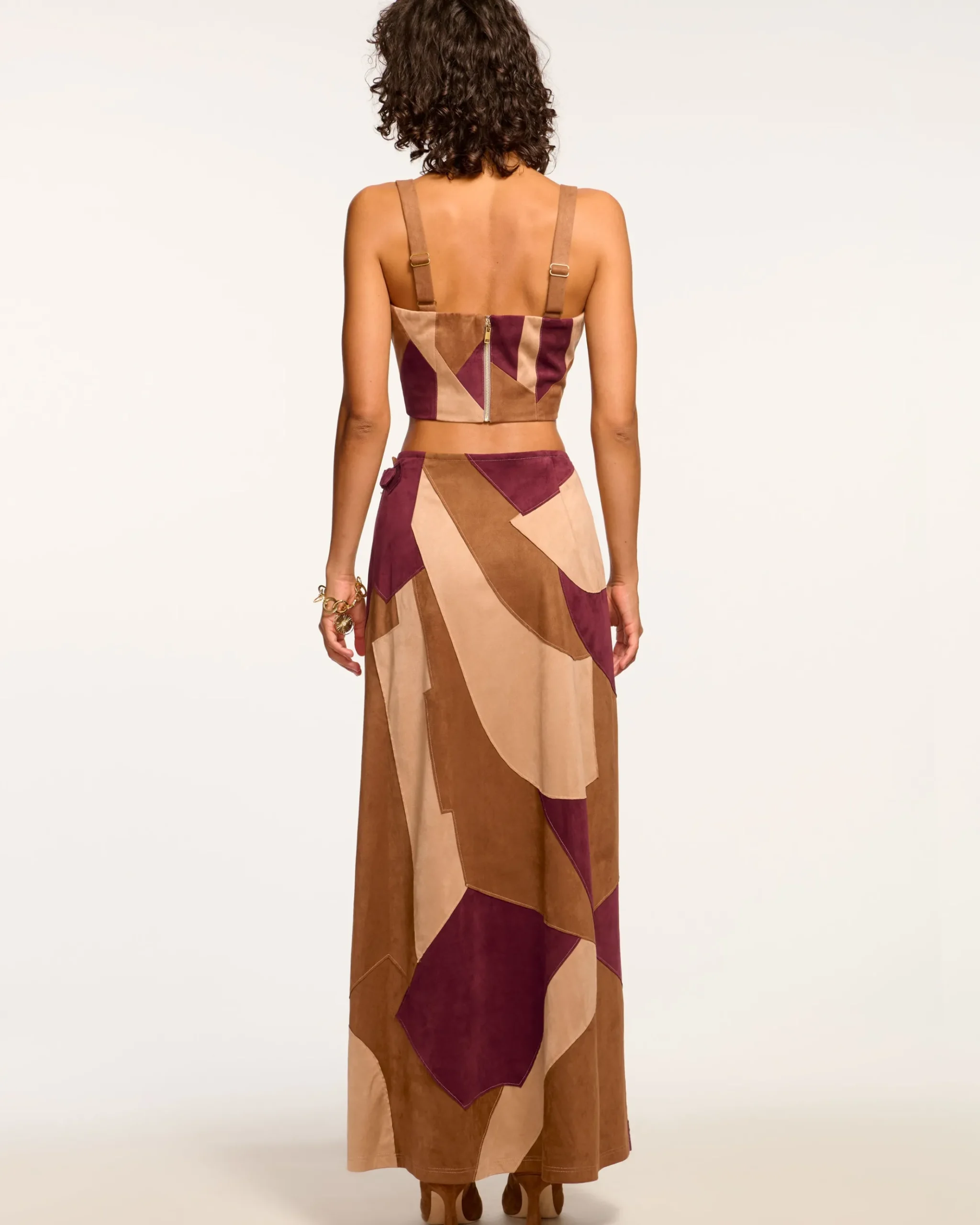 Jeannie Patchwork Faux Suede Skirt