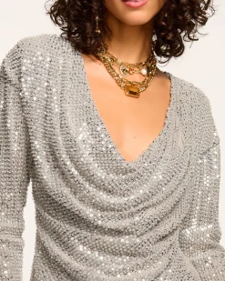 Leon Beaded Cowl Neck Top