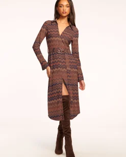 Lydia Long Sleeve Belted Midi Dress