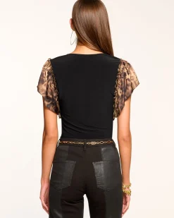 Lysette V-Neck Flutter Sleeve Top