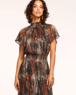 Mellie Smocked Flutter Sleeve Maxi Dress