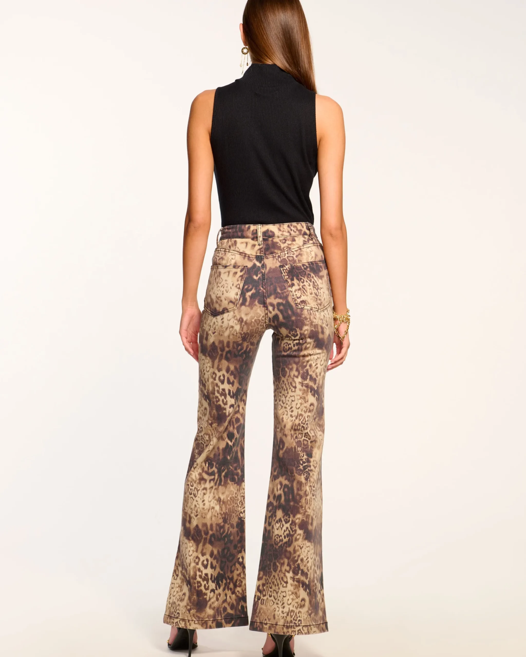 Printed Tyra High Waisted Flare Jean