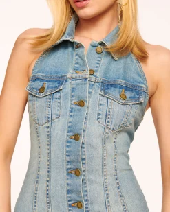 Susanna Denim Halter Mini Dress