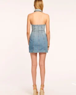 Susanna Denim Halter Mini Dress