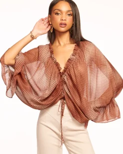 Susanna Ruched V-Neck Blouse
