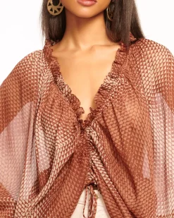 Susanna Ruched V-Neck Blouse