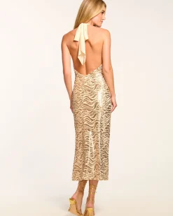 Tereza Sequin Halter Midi Dress