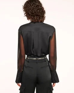 Tiah Sheer Button Down Top