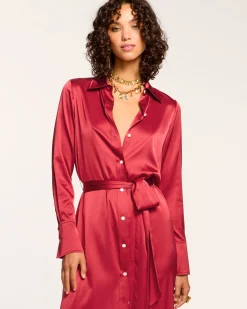 Victoria Silk Button Down Midi Dress