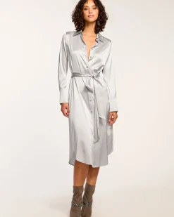 Victoria Silk Button Down Midi Dress