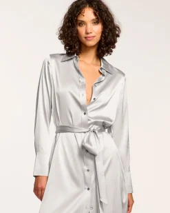 Victoria Silk Button Down Midi Dress