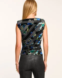 Wallace Velvet V-Neck Ruched Tank Top