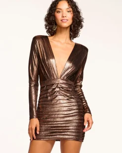 Willow Plunging Ruched Mini Dress