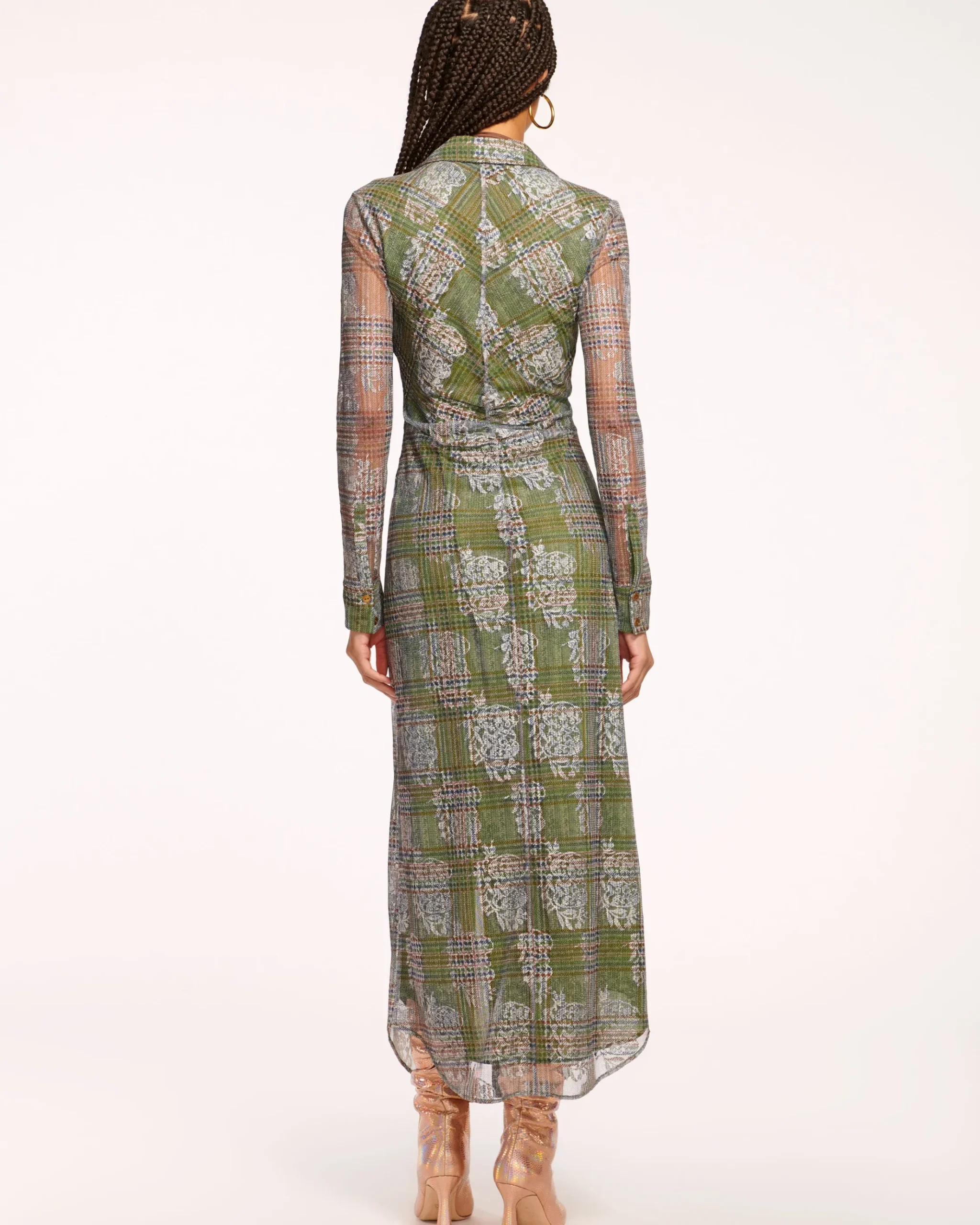 Wyatt Button Down Mesh Maxi Dress