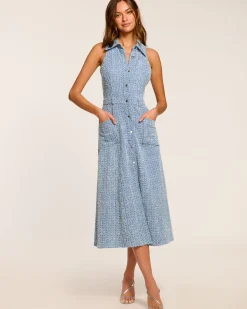Yesenia Textured Denim Midi Dress