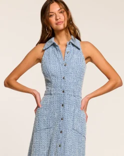 Yesenia Textured Denim Midi Dress